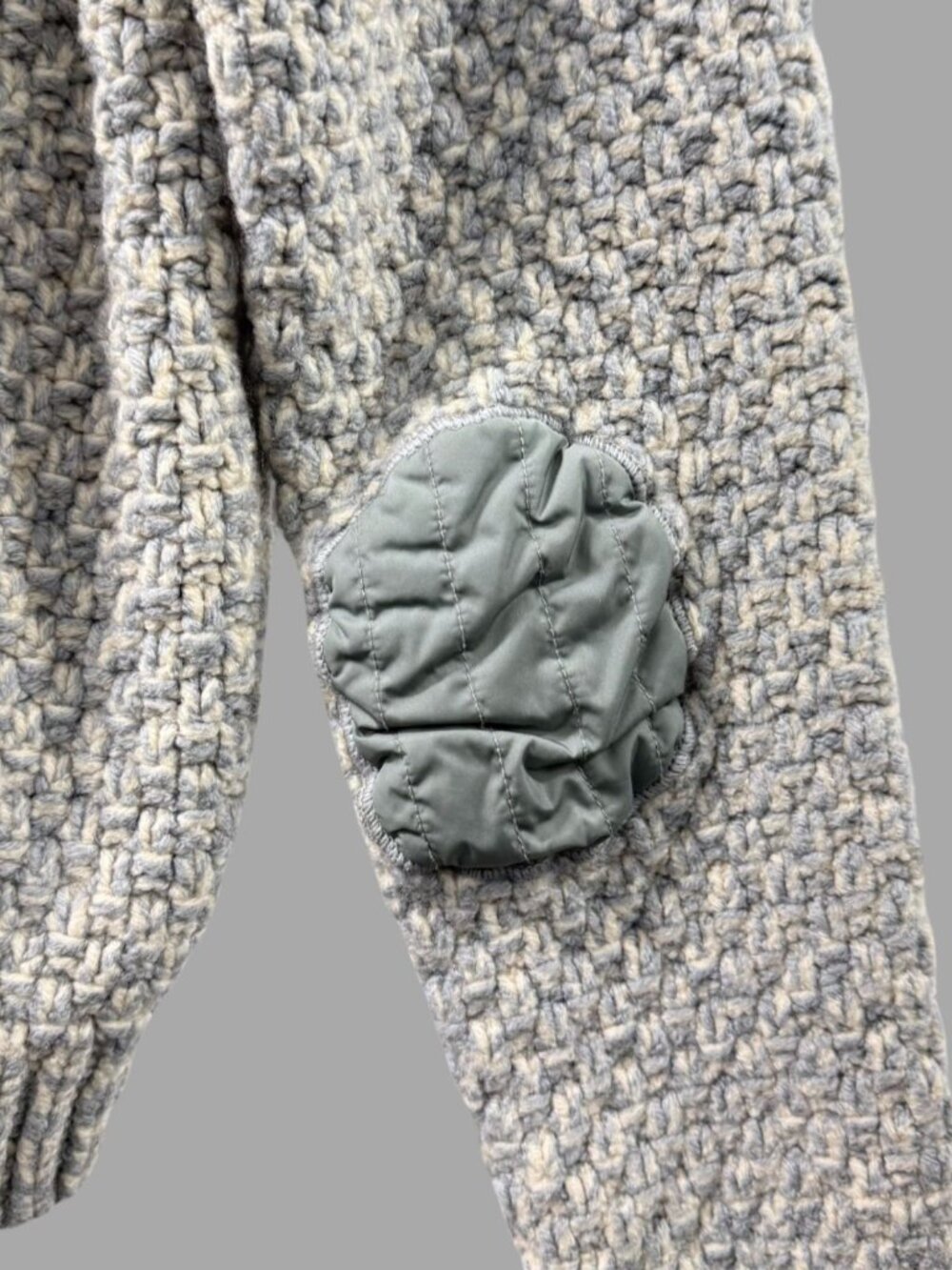 PRADA Light Grey Blue Wool Sweater Half-Zip Cropped High Neck Sz IT 40 US S - Picture 4 of 9